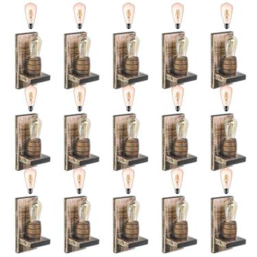 Imagem de Kit 15 Arandelas Barril Delenha Decor Rústico + Lâmpadas