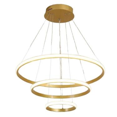 Imagem de Luminaria Lustre 3 em 1 Aneis Arco Perfil Led Infinito Ajustavel Regulavel Pendente Iluminaçao Sala Quarto Recepçao