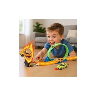 Imagem de Pista Corrida Transporte Lançador Carro Brinquedo Montar Arremessar Pr