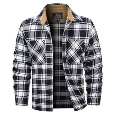 Imagem de Camisa de flanela MAGCOMSEN masculina de manga comprida com botões pre