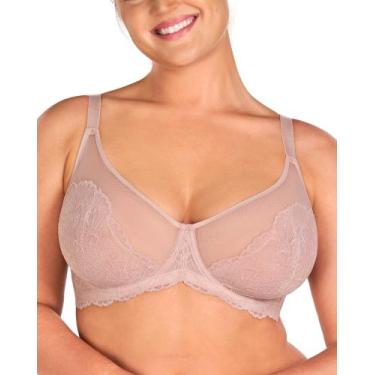 Imagem de Sutiã HSIA Minimizer com cobertura total de renda com aro rosa escuro 