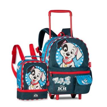 Imagem de Kit 101 Dálmatas Mochila Carrinho Escolar Meninos com Lancheira - Clio