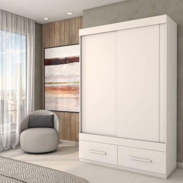 Imagem de Guarda-Roupa Solteiro Trevor 2 Portas 2 Gavetas Branco - Panorama Móveis