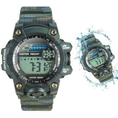 Imagem de Relogio Prova Dagua Digital Infantil Camuflado Silicone Data