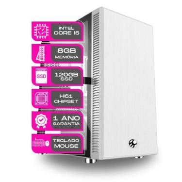Imagem de Computador CPU Core i5 8GB SSD 120GB kit teclado e mouse Branco - PC M