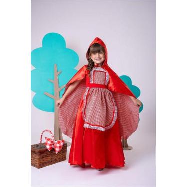 Imagem de Fantasia Infantil Chapeuzinho Vermelho com Capa Longa - Fabuloso Ateli