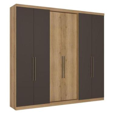 Imagem de Guarda Roupa Casal Passione Ultra 6 Portas Capuccino Cacau Acetinado -