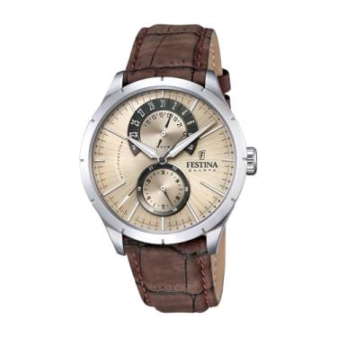 Imagem de Festina Relógio analógico masculino de quartzo com pulseira de couro F16573/9, pulseira, Marrom, Pulseira
