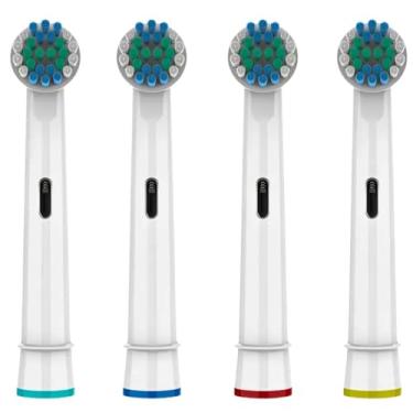 Imagem de Cabeça Refil Escova de Dente Elétrica Compátivel com Oral B - Kit com 4 unidades Branca - Cerdas Macias de Alta Perfomance