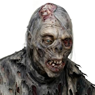 Imagem de AGGOIMIKOT Máscara realista de zumbi sangrento com cabelo para o Dia das Bruxas, adereço de festa à fantasia de Walking Dead assustador