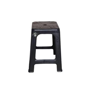 Imagem de Banqueta Preta Plástico Resistente - Kit 02 Und