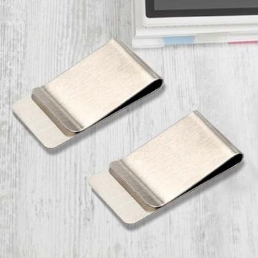 Imagem de Carteira masculina fina e moderna com clipe de dinheiro, porta-cartões de crédito e estojo de cartão de visita de aço inoxidável durável, Prata, Negócios