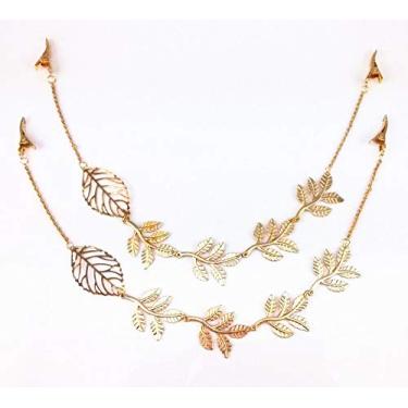 Imagem de 2 peças fashion femininas Athena ramo de oliveira borla corrente de folha clipes de jacaré presilhas grampos de cabelo grampos de cabelo noiva acessórios de borda grampos de cabeça tiaras