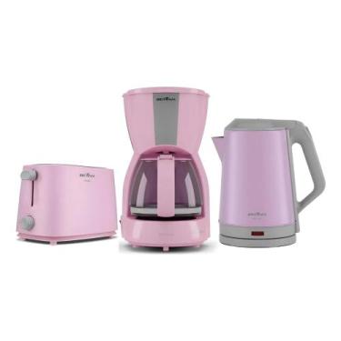 Imagem de Kit 3 Em 1 Cafeteira+torradeira+chaleira Rosa 220v - Britania, Rosa, 2