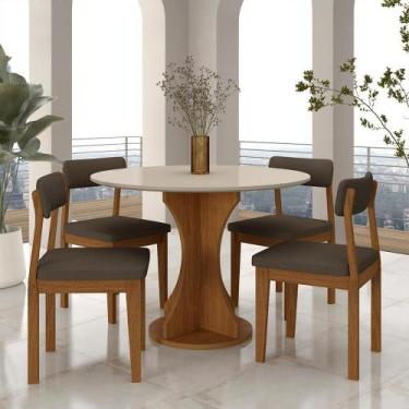 Imagem de Mesa Redonda Cosença Com 4 Cadeiras Estofadas Fre/off/s.marrom - M.a -