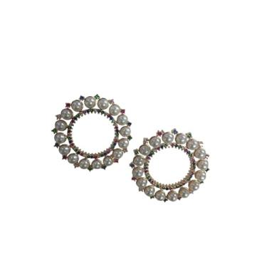 Imagem de Brinco Feminino em Pérola com Mini Zircônias, Banho de Ouro 18k