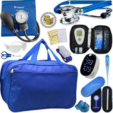 Imagem de Kit Bolsa Cores Aparelho de Pressao Esfigmomanometro Estetoscópio Medi