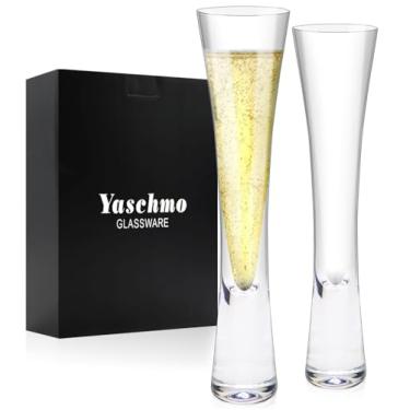 Imagem de Yaschmo Taças de champanhe altas, design moderno e elegante de vidro, conjunto de 2