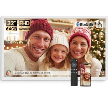 Imagem de Bsimb Porta-Retratos Digital Grande Com Tela Sensível Ao Toque Bsimb De 32 Polegadas, 64 Gb, 1920 X 1080 Fhd, Wifi, Com Controle Remoto, Compartilhe Fotos/Vídeos Via Aplicativo Gratuito/Usb/Sd, Conf