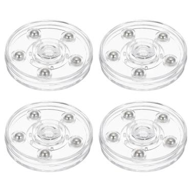 Imagem de Suporte giratório pesado de 6 cm, 4 peças, rotação de 360° com rolamentos de esferas de aço para modelo, base, plantas giratórias, monitores de computadores e TV, transparente