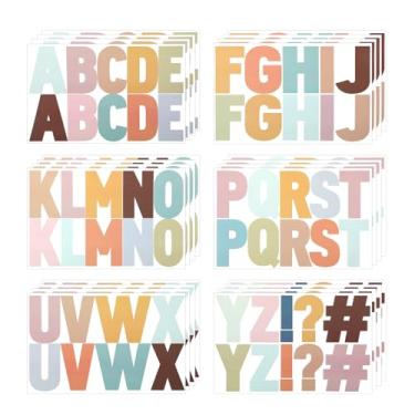 Imagem de 232 peças/24 folhas, adesivos de letras grandes, adesivos coloridos do alfabeto de 6 cm, decalques autoadesivos de vinil ABC para caixa de correio, quadro de avisos, pôster, artesanato, decoração de