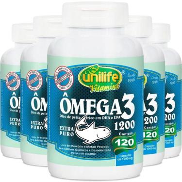 Imagem de Kit 5 ômega 3 óleo De Peixe 1200mg 120 Cápsulas Unilife