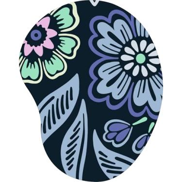 Imagem de Mouse Pad Ergonômico Gota Estampa Floral Desenho Folhagem Roxa e Verde