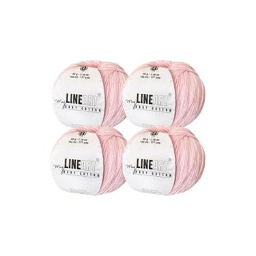 Imagem de MyLineArt Fio de algodão para bebê, 55% algodão, 45% acrílico, fino (2) para crochê e tricô 4 x 1,2,154 g (4 x 50 g) / 4 x 177 m (4 x 162 m), fio macio, fio Amigurumi