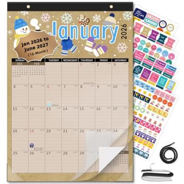 Imagem de Ospelelf Calendário de parede 2026-2027, 30 cm x 43 cm, calendário magnético para geladeira, calendário de mesa de 18 meses, uso de janeiro de 2026 a junho de 2027, temporada