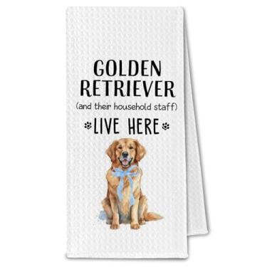 Imagem de ChissNook Presentes Golden Retriever Toalhas de cozinha, presentes para amantes de cães Golden Retriever, toalhas de prato para mãe, pano de secagem para cozinha, presente de mãe de cachorro, toalhas