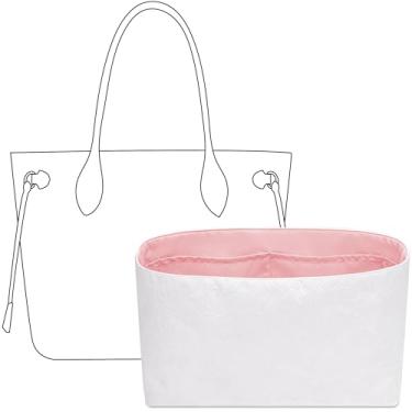 Imagem de FANJI Project Inserção organizadora de bolsa para LV Neverfull-MM, ajuste personalizado interior premium rosa Sakura, leve, resistente à água, com acessórios para porta-copos