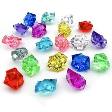 Imagem de 400 cubos de gelo falsos multicoloridos, cubos de gelo de plástico, diamantes falsos, pedras preciosas para artesanato, geleca, acrílico para enchimento de vasos, casamento, decoração de eventos