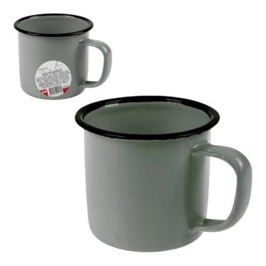 Imagem de Xícara Caneca Esmaltada Retro 350ml Cinza Café Chá Vintage