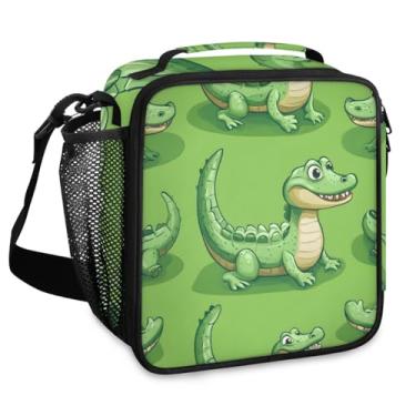 Imagem de LMHRMWGB Lancheira térmica Riverbank Croc, lancheira quadrada reutilizável à prova de vazamento para adultos, bolsa térmica de armazenamento de alimentos de grande capacidade para trabalho, piquenique