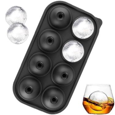 Imagem de Moldes para cubos de gelo, forma de bola de gelo de silicone com tampa, bandeja de gelo reutilizável para freezer, bandeja de gelo esférica redonda fácil de encher e liberar para coquetéis, uísque e
