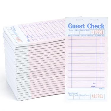 Imagem de Officeva Bloco de notas para servidor Guest Checks pacote com 48 2400 pedidos, blocos de verificação rosa para convidados com recibo inferior, bloco de notas de garçonete para negócios de restaurante