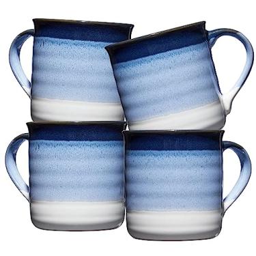 Imagem de SHEFFIELD HOME Conjunto de canecas de cerâmica - 4 canecas de café grandes de 510 g com alças para chá, latte, cappuccino, leite e chocolate quente. Seguro para micro-ondas e lava-louças - Esmalte