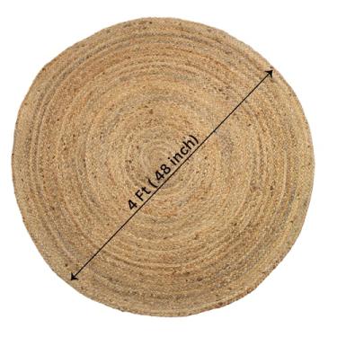Imagem de Tapete de juta natural – Tapete de fazenda Boho feito à mão, ecológico e durável – Tapete rústico reversível para sala de estar, quarto ou entrada – Tapete de juta de tecido