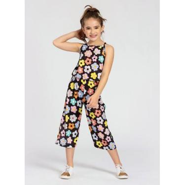 Imagem de Macacão Menina Pantacourt Preto com Flores - Molekada, 4