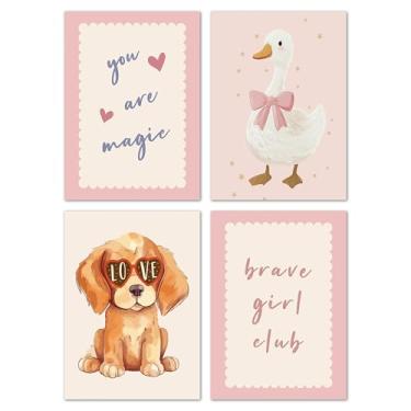 Imagem de Arte de parede de quarto infantil, impressões de decoração de parede de quarto de meninas, pôsteres de pintura de clube de meninas corajosas para decoração de quarto de casa berçário sala de jogos