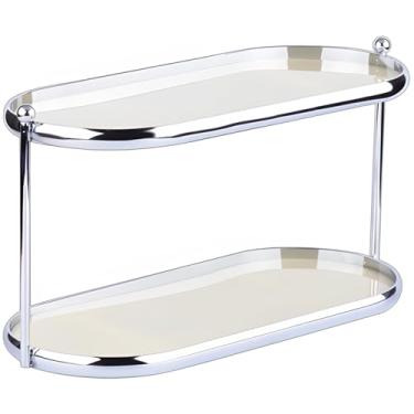 Imagem de Bandeja de perfume de acrílico de 2 camadas com moldura de metal, organizador transparente para quarto