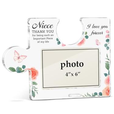 Imagem de XFFJGVR Porta-retrato de sobrinha da tia tio, presentes de sobrinha fofa da tia, presente de aniversário, Natal, casamento, para mulheres, meninas, quebra-cabeça, acrílico, molduras, fotos horizontais