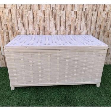 Imagem de Baú Horizontal Organizador 45L em Fibra Sintética – Caixa Cesto para Brinquedos e Roupa Suja 60x30x30 com Tampa(Branco)