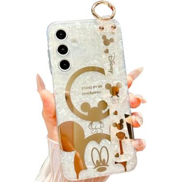 Imagem de AYABUCO Capa para Samsung Galaxy A16 5G/4G, estampa de mouse de desenho fofo com alça de pulso, design IMD brilhante com glitter, proteção total à prova de choque de TPU macio, para meninas e mulheres