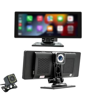 Imagem de Receptor estéreo portátil para carro MP5 Player com tela sensível ao toque de 10,26 polegadas, câmera de segurança DVR de 12 luzes, BT 5.0 FM, suporte de ventosa compatível com Appleplay Android