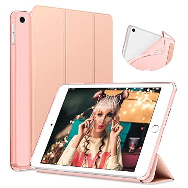 Imagem de DTTO Capa para iPad Mini 5ª geração, fina, com três dobras, suporte macio, translúcido, fosco para iPad Mini 5 de 7,9 polegadas 2019, despertar/hibernar automaticamente, ouro rosa