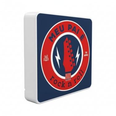 Imagem de Luminária Box Slim Meu Pai É Rock USB, LED 5W, Polietileno, 20x18x5cm, Bivolt, Luz Difusa