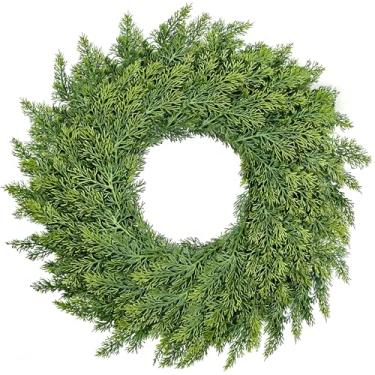 Imagem de MEUIS Guirlanda de Natal de cedro de 61 cm – Guirlanda de Natal artificial ao ar livre para decoração de Natal tradicional à prova de intempéries e janelas da porta da frente