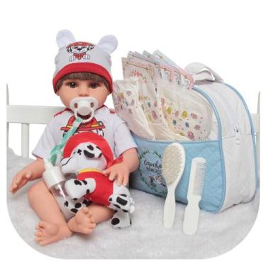 Imagem de Boneco Reborn Bebê Realista Menino Cabelo Castanho Bolsa - Cegonha Reb