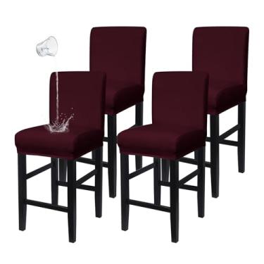 Imagem de NICEEC Capas de banco de bar com encosto elastano elástico capas de assento de banco de bar repelentes à água capas de cadeira de balcão de altura removível lavável capa retangular para cozinha, sala